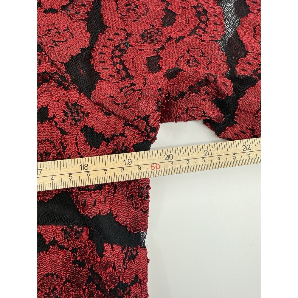 Womens JH Evenings Red Black Lace Overlay‎ Dress Size 14W - Picture 4 of 7